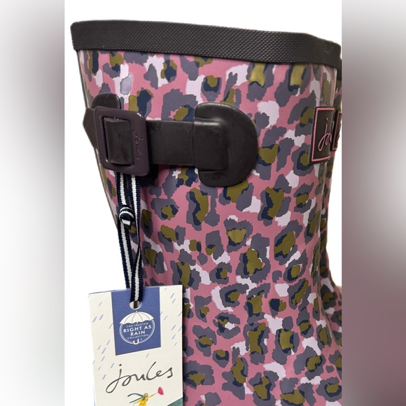 NWT Joules Molly Welly Rain Boots Women's Mid Calf Purple Brown Cheetah Print - Picture 5 of 8